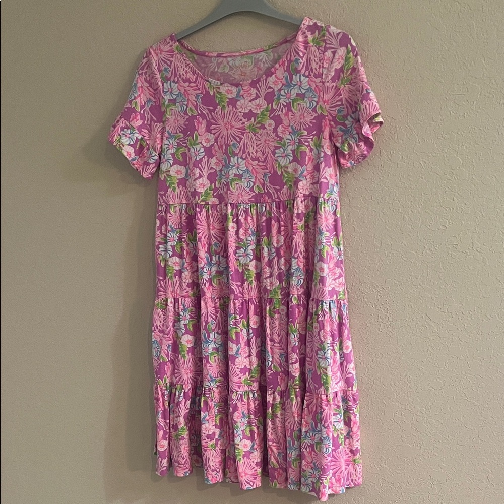 Lilly Pulitzer Jodee Pink Floral Midi Swing Dress